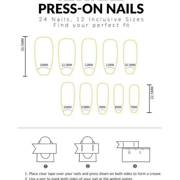 24 pcs Coffin Acrylic Press On Nail Set Reusable - Picture 8 of 10